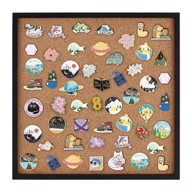 BENECREAT Pin Board Square Cork Board with Black Frame, 30x30cm Wall Mounted Cork Board for Brooch Pin Storage, Office Home Festival Wedding Decor, 18mm Thick