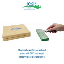 DMT W6EFC Deluxe Diamond Whetstone Knife Sharpening Kit with Wood Box, Set of 3 Sharpening Stones, 6" x 2"