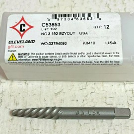 CLEVELAND C53653 Screw Extractor #3 Size 5/32" Drill Sz , 5/16" - 7/16" Screw Sz