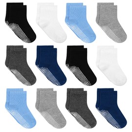 Tphon Toddler Socks, Baby Non Slip Socks for Boys Girls 12 Pairs Kids Infants Children Sock 6-12 Months