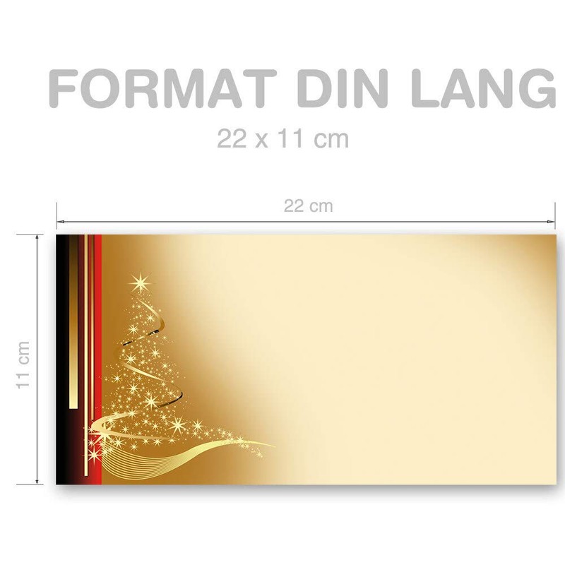 10 Envelopes (No Window) Christmas Letter DIN Long (220 x