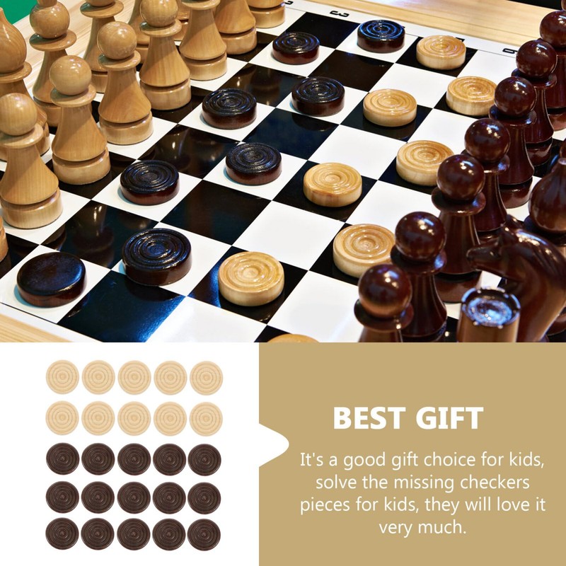 Warmhm 48 Pieces Wooden Backgammon 2.4cm Stackable Backgammon Replacement Backgammon