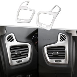 Jimen Fit for Jeep Compass 2017-2020, 2PCS Dash Side AC Vent Cover Trim (Silver)