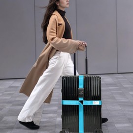 Luggage Strap TAS,Travel Strap with Name tag,Easy to Identify，Luggage Straps TSA Approved with Lock，Combination Luggage Lock with Adjustable Length, Compatible with 20-34 inch Luggage (Blue 1 Pack)