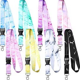8 Pieces Key Lanyard ID Lanyards Neck Strap Key Chain Holder Wristlet Lanyard for Women Men (Marble Style)