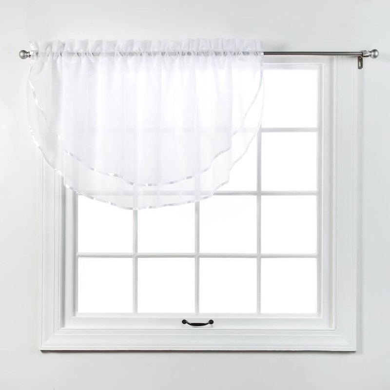Stylemaster Elegance 60 by 24-Inch Sheer Voile Ascot Valance, White