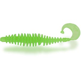 Magic Trout Premium T-Worm Fishing Accessories Trout Fishing Rubber Fish with Twister Tail, Neon Green, 5.5 cm