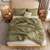 ROSGONIA Oversized King Comforter Olive Green, 3pcs(1 Comforter & 2