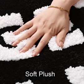 QJHOMO Get Naked Bath Mat Cute Black and White Bathroom Rugs Funny Non Slip Bathtub Decor Mats Super Absorbent Floor Carpet Machine Washable Bahtmat for Tub, Shower, Bedroom (18x48 inch)