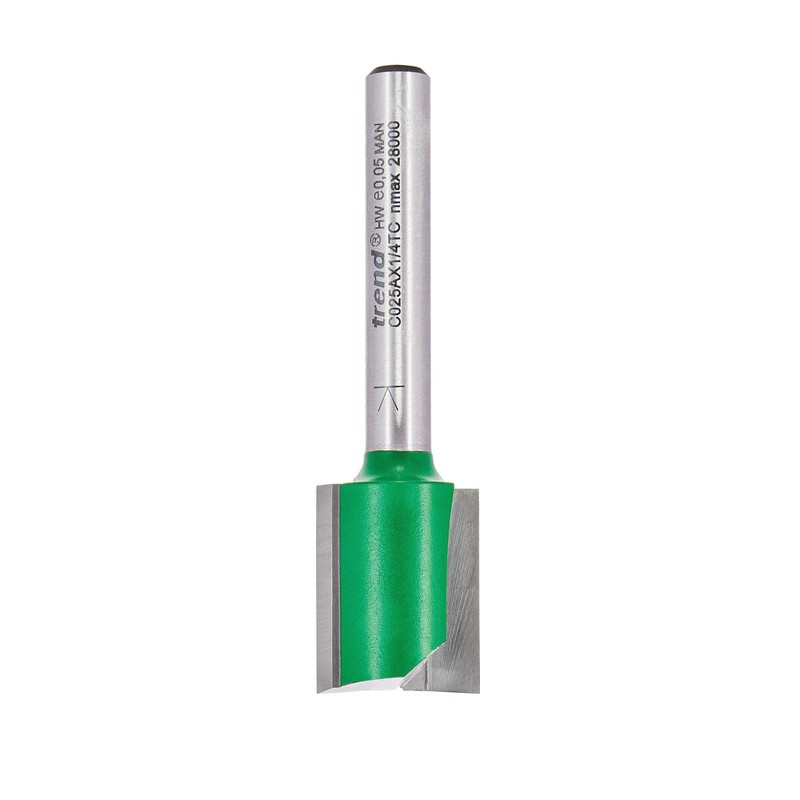 Trend CraftPro Straight Two Flute Router Cutter Bit, 1/4 Inch