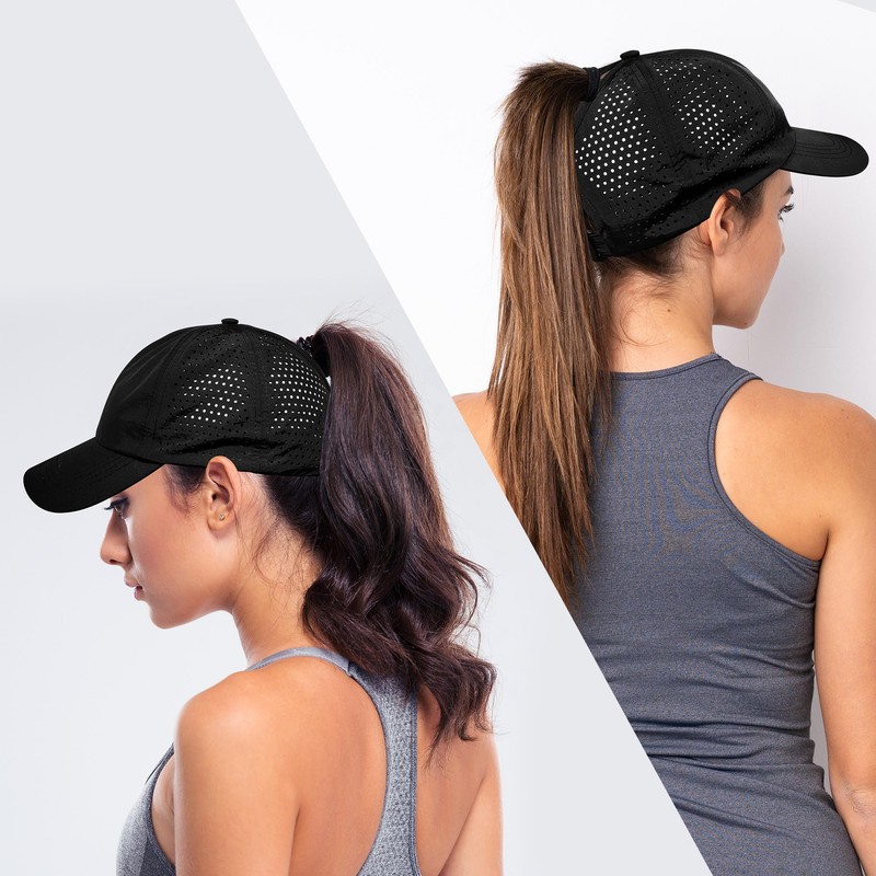 Gisdanchz Women's Vertical Ponytail Cap, Adjustable, Lightweight, Breathable, Perforated Summer