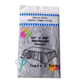 Evershine (12-Pack) Heavy Duty Plastic Table Covers Tablecloth (Reusable) (Rectangle 54" X 108", Silver)