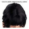Pelucas Para Mujer Ondulada Corto Pelo Negra Cabello Natural