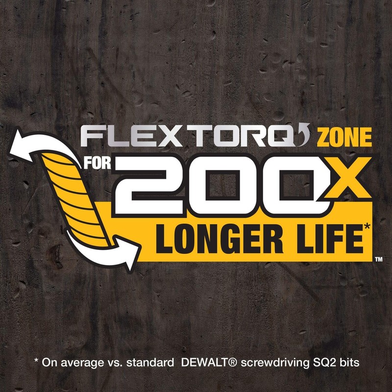 DEWALT FLEXTORQ Square #2 Bits 3Pk, Robertson 1/4 x 2-1/4in