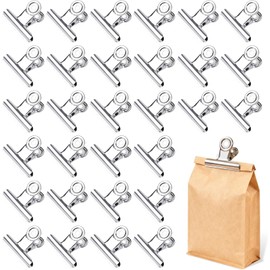 30 Clips para Cerrar Bolsas de Comida, Clips de Bolsa de Acero Inoxidable de 7.5 cm, Clips para Bolsas de Alimentos Duradero, Clips de Metal Reutilizables para Hogar, Cocina y Oficina (Ronda)