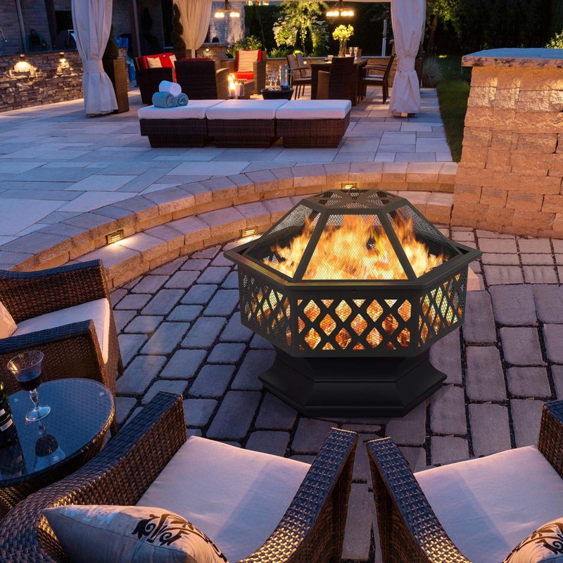 Yaheetech Fire Pit Fire Pits for Outside 24in Hex Shaped