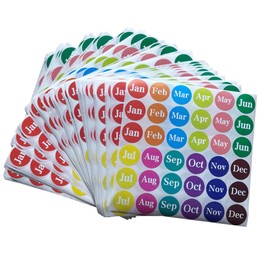 1800 Monthly Color Coding Labels, 12 Months of The Year Round Stickers, Self Adhesive, 1 Inch, 12 Colors, 36 Per Sheet, 50 Sheets