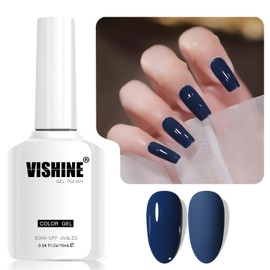 Vishine 16ml Gel Nail Polish Navy Blue Color Gel Nail Polish Soak Off LED gel Polish Nail Art Designs Manicure Salon DIY at Home Gift for Women Shade L379 Midnight Navy