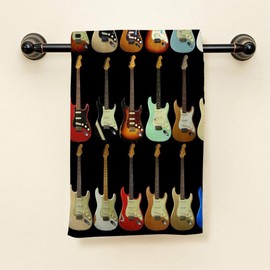 HGOD DESIGNS Guitar Hand Towels,Abstract Musical Instrument Guitar 100% Cotton Soft Bath Hand Towels for Bathroom Kitchen Hotel Spa Hand towels 15"X30"