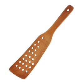 SHOWERORO 24-Hole Wooden Frying Spatula for Non-Stick Pans Slotted Cooking Tool Ideal for Home and Restaurant Use