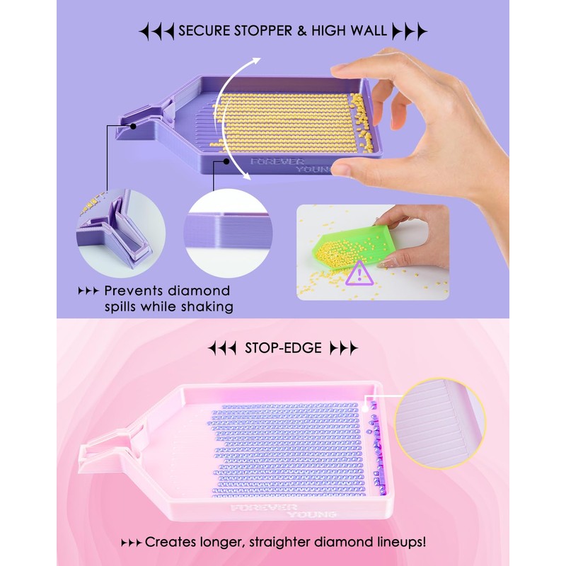 ForeverYoung Crystalline Diamond Art Trays with Lids Diamond Painting Accessories,