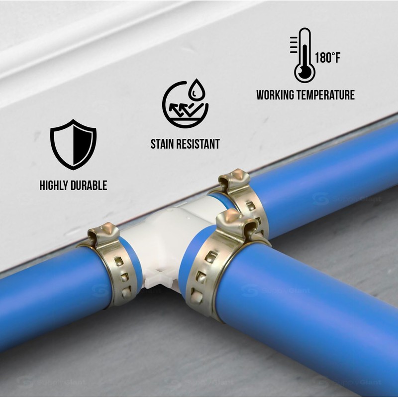 Supply Giant QQUF0034-5 Plastic PEX Poly Alloy Tee Barb Pipe