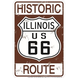 Signs 4 Fun Decorative Parking Sign | 66 Historic Illinois | 8” x 12” | Embossed Aluminum Sign | Made in the USA | SPSR6HI