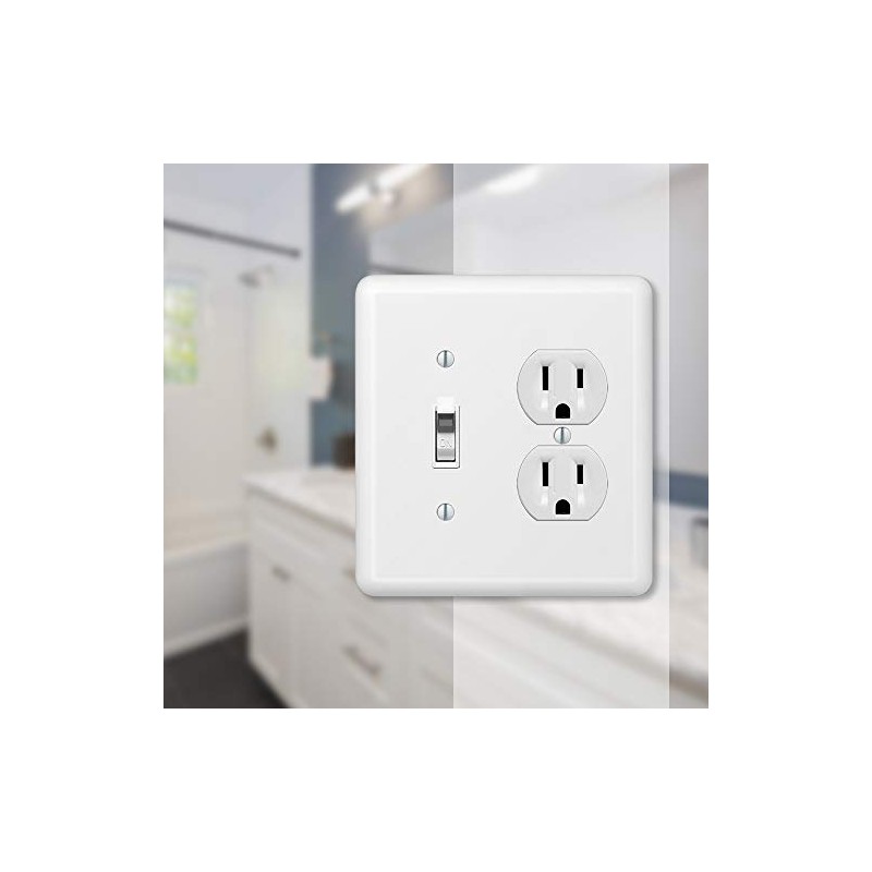 Amerelle Devon Single Toggle/Single Duplex Steel Wallplate in White
