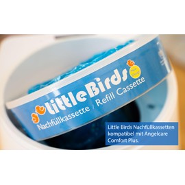 Little Birds - 4 x Refill Cassettes Compatible with Angelcare Nappy Bin & Litter Locker II - More Capacity for up to 320 Nappies - 7 Layers for Maximum Odour Protection