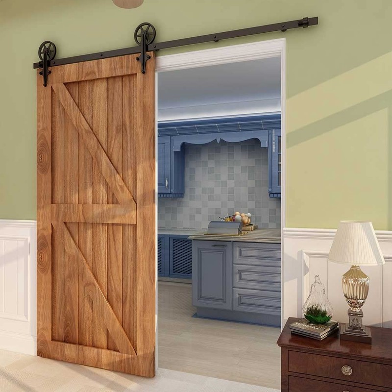 CCJH 6ft Heavy Duty Sturdy Sliding Barn Door Hardware Kit