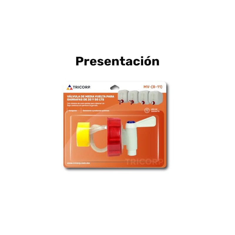 VALVULA DE MEDIA VUELTA CON TAPA 61MM PARA GARRAFA DE