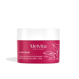 Melvita, Rose Gold Firming Balm, Straffende, schlankmachende Körperbehandlung, 99 % natürlich, aus kontrolliert biologischem Anbau, gepflegte Silhouette und Cellulite-Reduzierung, 170-ml-Glas