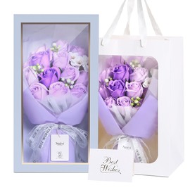 Naiivi Soap Flower Bouquet Mother's Day Present Flower Gift Soap Flower Purple