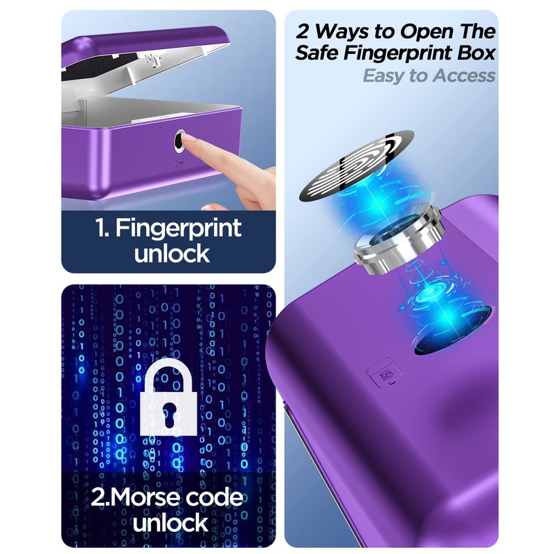 AICase Biometric Fingerprint Storage Box, Portable Cash Jewelry Security Lock