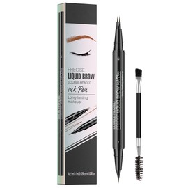 Microblading Eyebrow Pen - Waterproof 2-in-1 Dual-Ended Eye Brow Pen with 2-Fork-Tip Brow Pen and Precise Brush Create Natural Looking Defined Eyebrows Last All Day