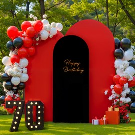 Black and Red Arch Cover 3 Set-7.2FT, 6.6FT, 6FT Arch Backdrop Cover Spandex Fitted 2-Color Fabric Stand Covers for Birthday Party Baby Shower Retirement Graduation Photo Background Decorations