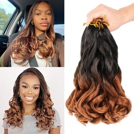 WIPPORYA French Curly Braiding Hair 12 Inch 6 Packs Black Loose Wave Bouncy Crochet Hair Pre Stretched 50g/pack Yaki Curly Braiding Hair for Black Women Hair Extensions (12inch B29(pack of 6))