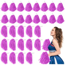 30PCS Cheerleading Pom Poms, Plastic Cheer Pompoms with Handle, Bulk Cheer Pom Poms Sets for Dance, Matches, Team Spirit Sports, Stage Performance, Carnival Celebration (Light Purple)