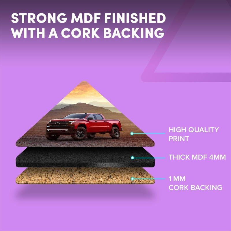 1 x Triangle Coaster - Red Pick Up Truck Sunset