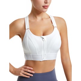 URPLITY Women Zip Front High Impact Sports Bras Yoga Bra Running Tank Top Racerback with Removable Pads for Workout Fitness