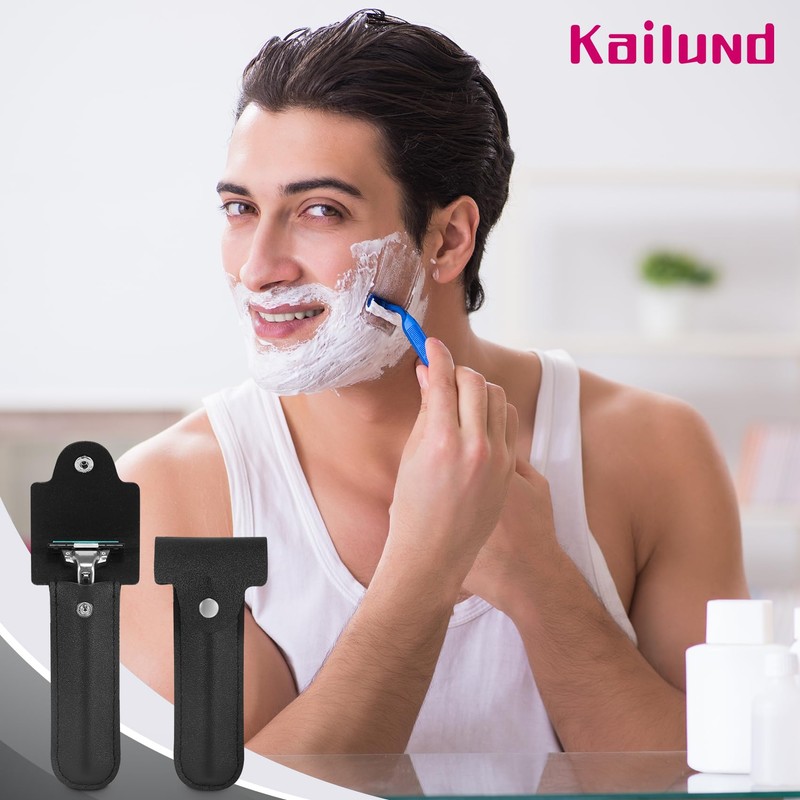 Kailund Razor Travel Case, PU Leather Safety Razor Case for