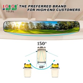 10L0L Golf Cart Rear View Mirror for Yamaha EZGO Club Car, 16.5" Extra Wide 180 Degree Panoramic Rearview Mirror