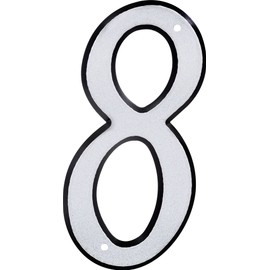HIllman 841612 4-Inch Nail-On Reflective Plastic House Number 8