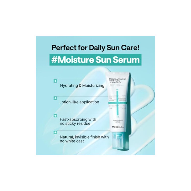MEDIHEAL Madecassoside Moisture Sun Serum SPF 50+, protector solar coreano