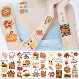 20sheet(120+patterns) Thanksgiving Fall Tattoos for Kids - Give Thanks Decorations, Turkey, Happy Fall Decor, Autumn Game, Blessed