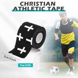 TrelaCo 1 Pcs Wrist Tape Baseball Cross Athletic 2in x 23ft Cotton Cross Wrist Tape Serrated Edges for Fingers Ankles Injury Wrap, Football Baseball Hockey Soccer (Black)