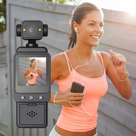 COCBTKQ Pocket Camera WiFi Body Cam, Mini Action Sports Cam Video Camcorder with Back Clip, 1.6-inch Colour Display，Fill-in Light，32GB TF Card, for Traveling