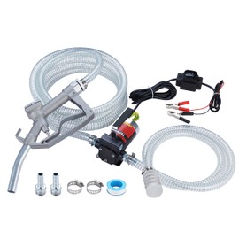 TOPWAY 12V DC Gasoline Fuel Pump Kit, Self-priming Oil Transfer Pump with Handle, Reversible Pumping, Overheat Protection, Explosion-Proof, Oil Hose, Nozzle for Gasoline Fuel Diesel Kerosene Removal