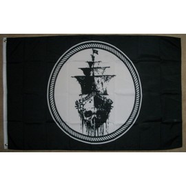 3'x5' Ghost Pirate Ship Flag Black Sea Mutiny Jolly Roger Skull Sword Banner 3X5