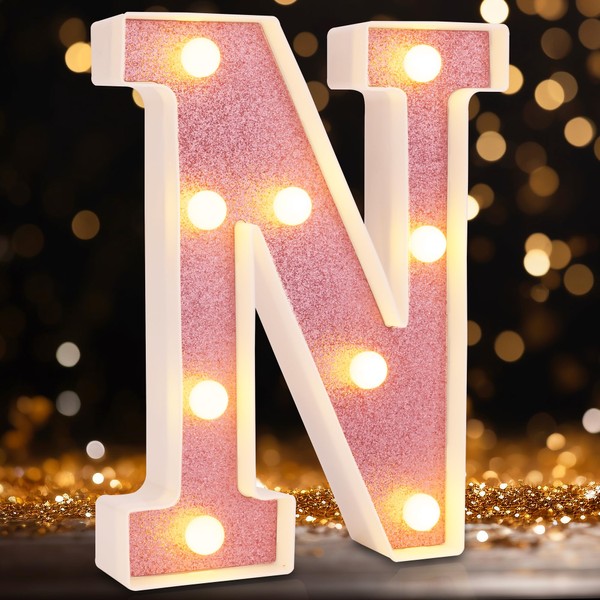 DyingSwan Led Light Up Letters, Pink Marquee LED Letter Lights
